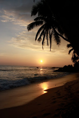 Sunset on the beach in Galle Sri Lanka