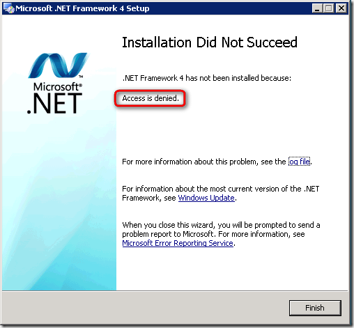 .NET Framework 4 Setup Error
