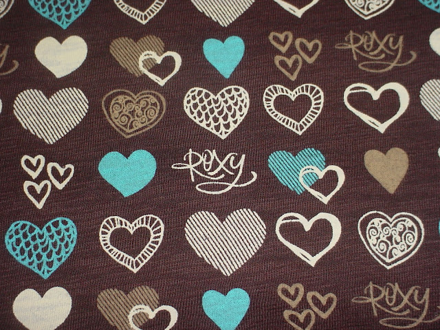 Roxy Hearts on Brown Slub Jersey
