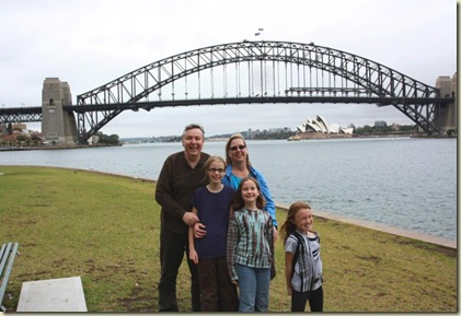 Bocks (and Lucy) with Sydney Harbor Bridge and Opera House in the background