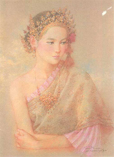 รูปภาพ ภาพวาดหญิงสาว โดยอ.จักรพันธุ์ โปษยกฤต