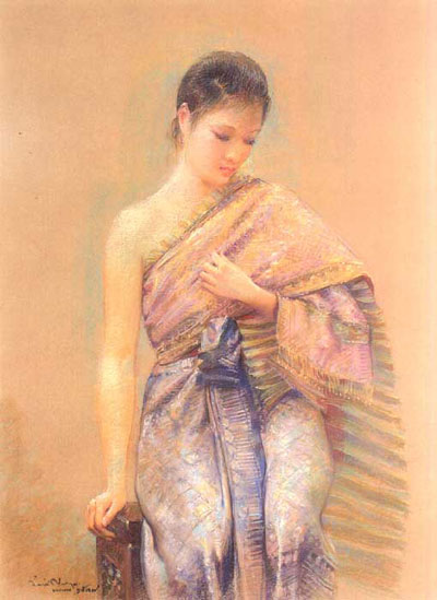 รูปภาพ ภาพวาดหญิงสาว โดยอ.จักรพันธุ์ โปษยกฤต