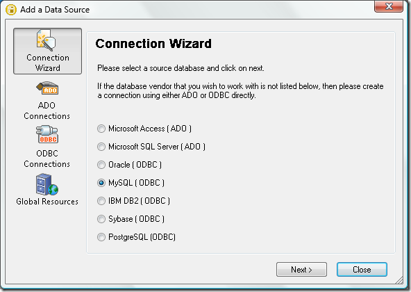 DatabaseSpy Connection Wizard