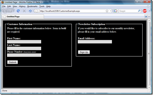 Starting with jQuery - Example Screenshot