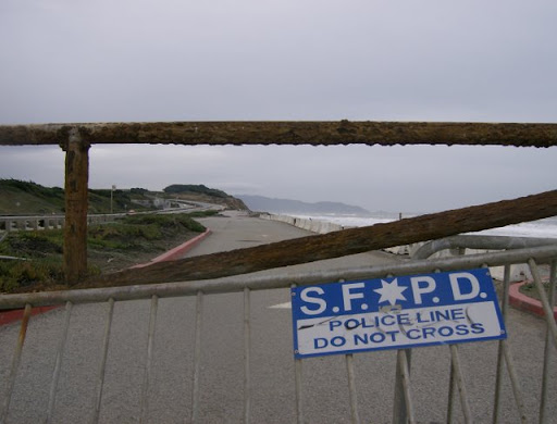 Closed parking area near Oceanside water plant