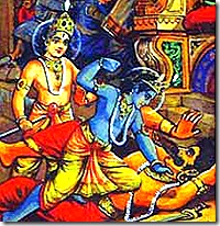 Krishna killing Kamsa