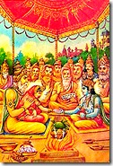 Brahmanas performing marriage ceremony of Sita and Rama