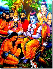Rama giving His sandals to Bharata