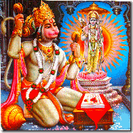 Hanuman chanting and performing deity worship