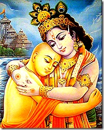 Lord Chaitanya hugging Krishna