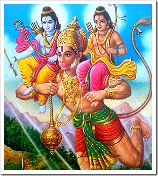 Hanuman helping Rama and Lakshmana