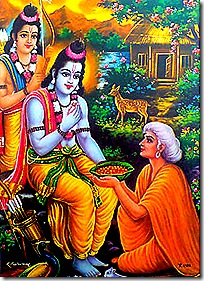 Shabari greeting Rama and Lakshmana