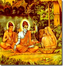 Shabari welcoming Rama and Lakshmana