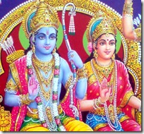 Sita and Rama being worshiped