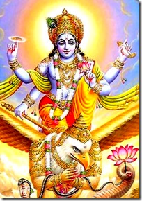 Lord Vishnu riding on Garuda