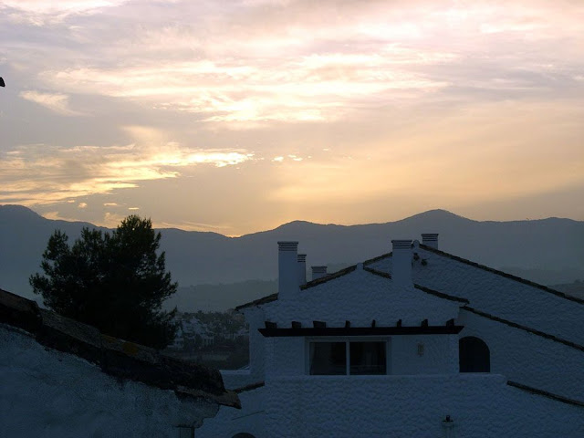 A beautiful sunset over the Club Bena Vista in Spain - at 10 PM at night