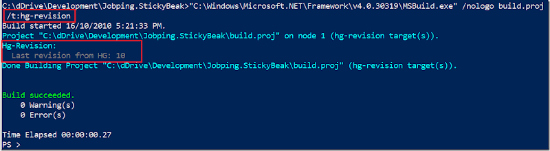 Output from hg-revision task Output from hg-revision task
