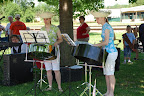 Erin and Megan Hilker playing the steel drums.