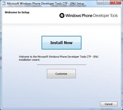Windows Phone Developer Tools CTP Installer 1