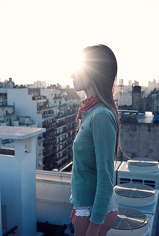 She has the sun in her eyes