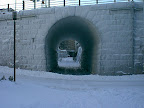Railway tunnel in winter