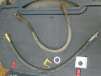 New rubber hose, it's a bit longer but that's no big deal.<br />
I ended up ordering a full single axle brake line kit as it was easier than getting individual parts and allowed me some spare brake line for practice flares. The kit even included the C clip and axle clips.