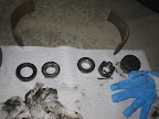 Thankfully the bearings were in good shape. Someone actually took care of this part. Along with that, the wheel bolts came out nicely and everything else on the trailer has unbolted fairly well with a bit of help of penetrating lube.