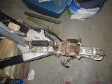 Because the coupler is a weld-on A-frame style hydraulic surge coupler, I really don't want to replace it.  Master cylinder removed and the shock absorber removed from its mounts. The shock isn't in bad shape so I may re-use it unless I can find one that fits.