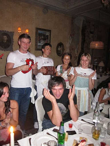 Evgeni Malkin, Alyonka Larionov, Alexander Ovechkin at Mari Vanna restaurant in NYC.