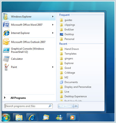 New Windows 7 Start menu