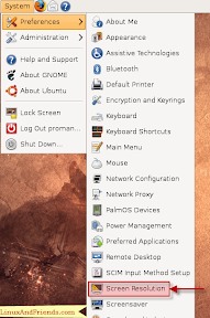 Screen Resolution Menu in GNOME The Menu for accessing Screen Resolution GUI in GNOME