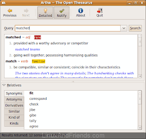 English dictionary, thesaurus for linux - Artha Artha user interface