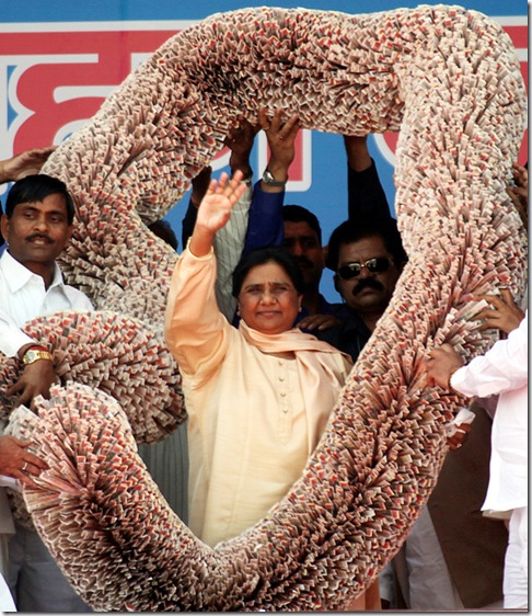 Bahujan Samaj Party Senior leaders offering flowers during the Mega Rally of the party on the occassion of the completion of the 25th year of the party at Ramabai rally Ground in Lucknow on Monday.
Express photo by vishal Srivastav
