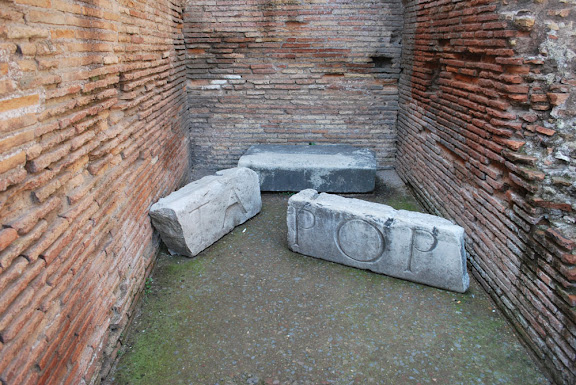 a stone blocks in a brick room