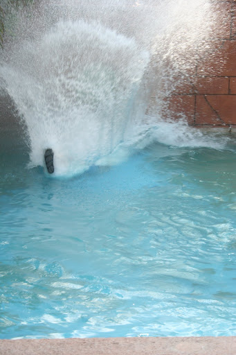 a water splashing out of a pool