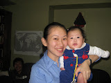Daphne with her daughter (Evan trying to hide in the background)
