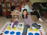 Sarah playing Twister with Mollie