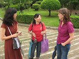 Angie chatting with friends at Chiang Kai-shek Memorial Hall