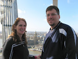 Riding on the London Eye with Big Ben in the background