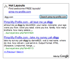 searching digg.com inside adsense ad