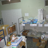 The supply room, getting organized after the boys put the bunk beds together.