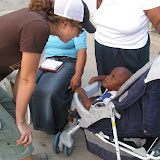 Erika bonds with a kid.