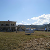 The helipad was used several times. Behind the helicopter in the background is the big, brown tent that Whites (from Santiago) donated.