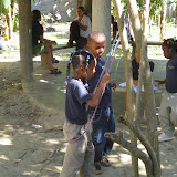 Swings made of rope.  Hopefully, a group will come down soon to make a playground.