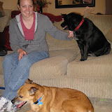 Lauren and our "spoiled" dogs at home in the States.