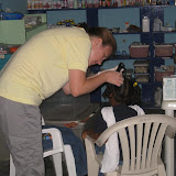 Beginning the search for lice.
