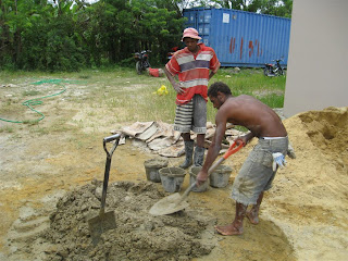 Step 17: Transport the "mezcla" (mixture) in buckets