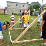 Andy and Riley working to put the goals together.  Manly men!