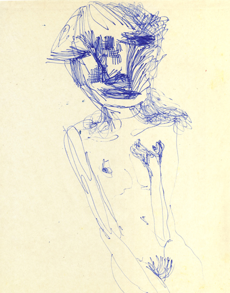 sad woman, 1991 ~ 22 x 15 cm ~ pen on paper