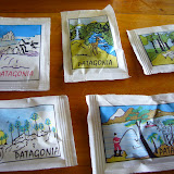 Scenes of Patagonia captured on sugar packets.